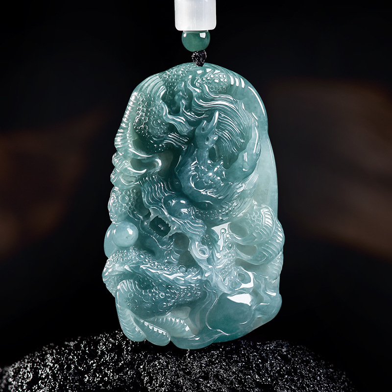 Women Fashion Designer - Natural Burmese Jadeite Dragon Pendant Necklace