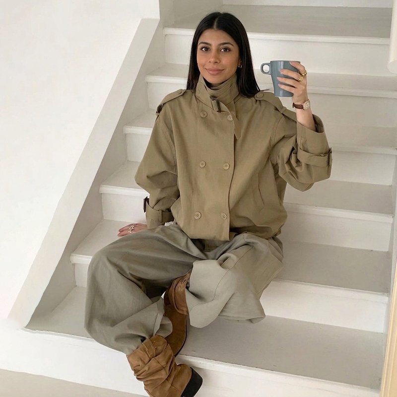 Women'S Fashion Utility Jacket - Women Relaxed Fit Short Utility Trench