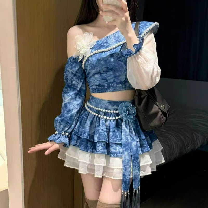 Asymmetric Top Women - Japanese Style Vintage Elegant Lolita Skirt