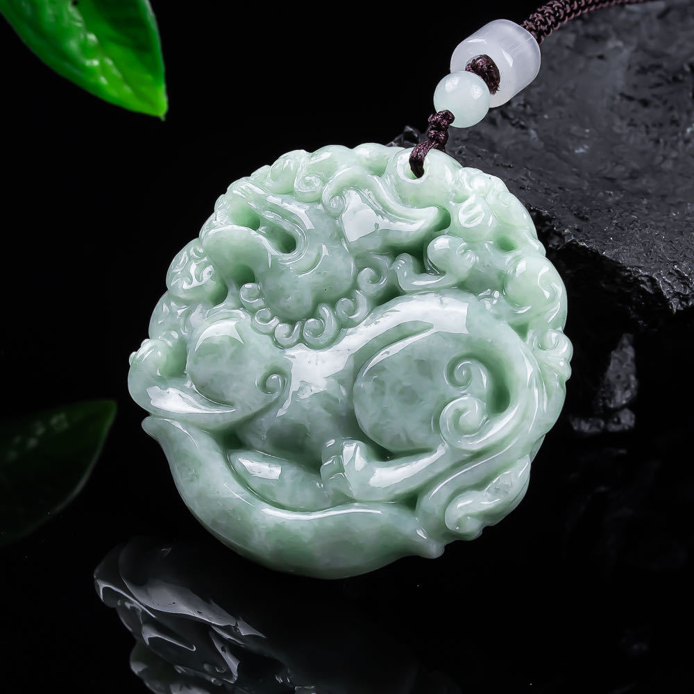 Women Fashion Designer - Natural Myanmar Jadeite Pixiu Pendant Necklace