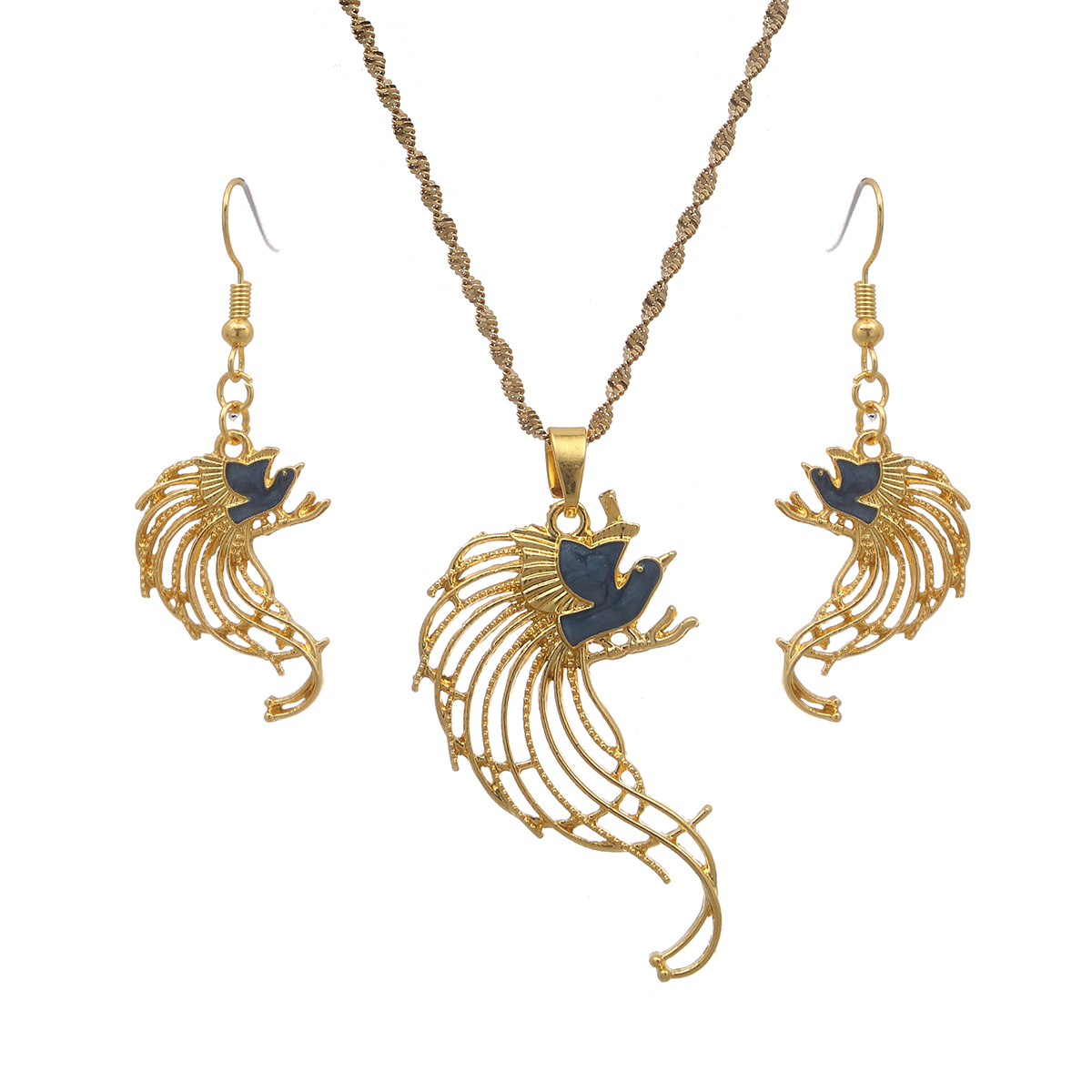 Bird Necklace Earrings Set for - Women Fashion Png ulasan dan harga
