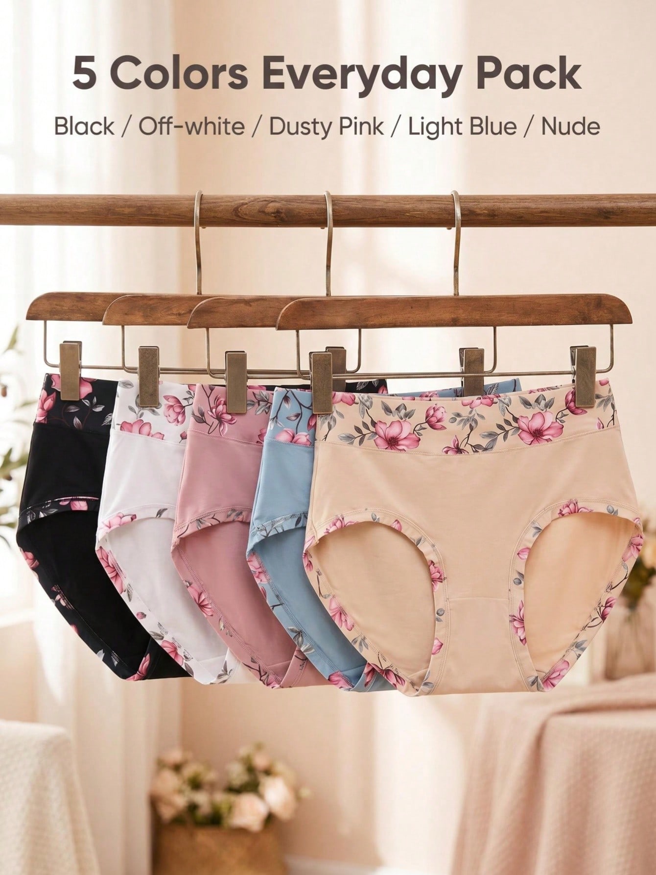 5PCS Plus Size Women's Flower  - Trend Women Fashion ulasan dan harga