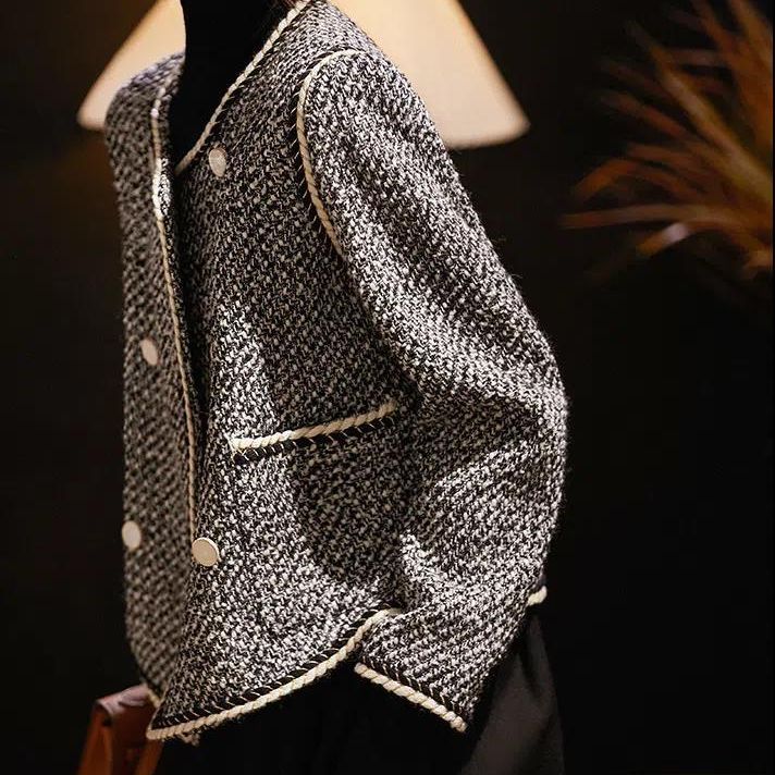 Tweed Jackets Woman White Shor - Women'S Fashion Utility Jacket ulasan dan harga