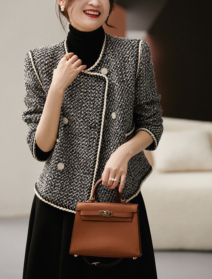 Tweed Jackets Woman White Shor - Women'S Fashion Utility Jacket ulasan dan harga