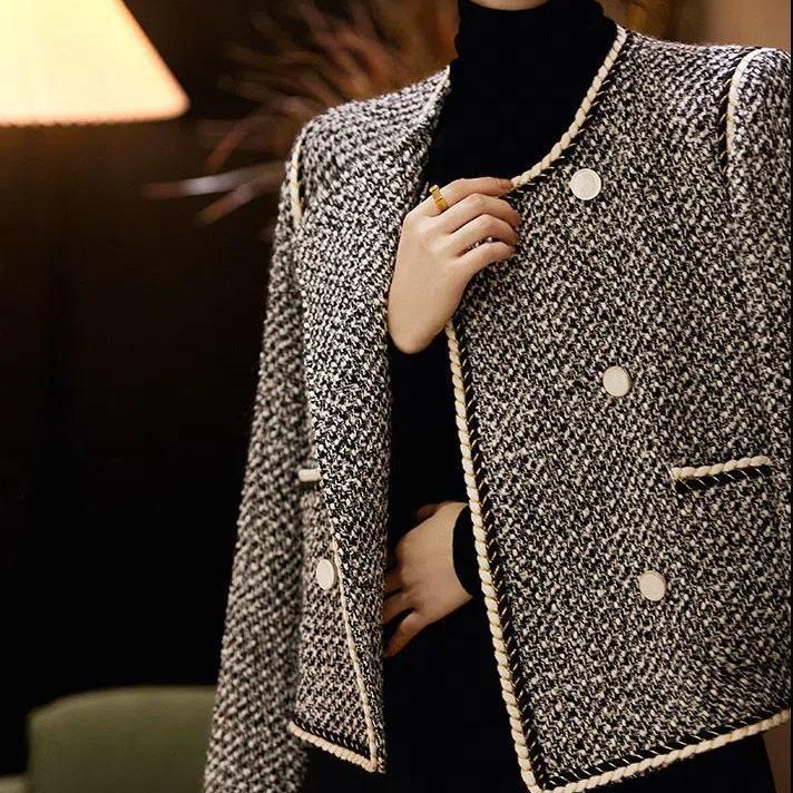 Tweed Jackets Woman White Shor - Women'S Fashion Utility Jacket ulasan dan harga