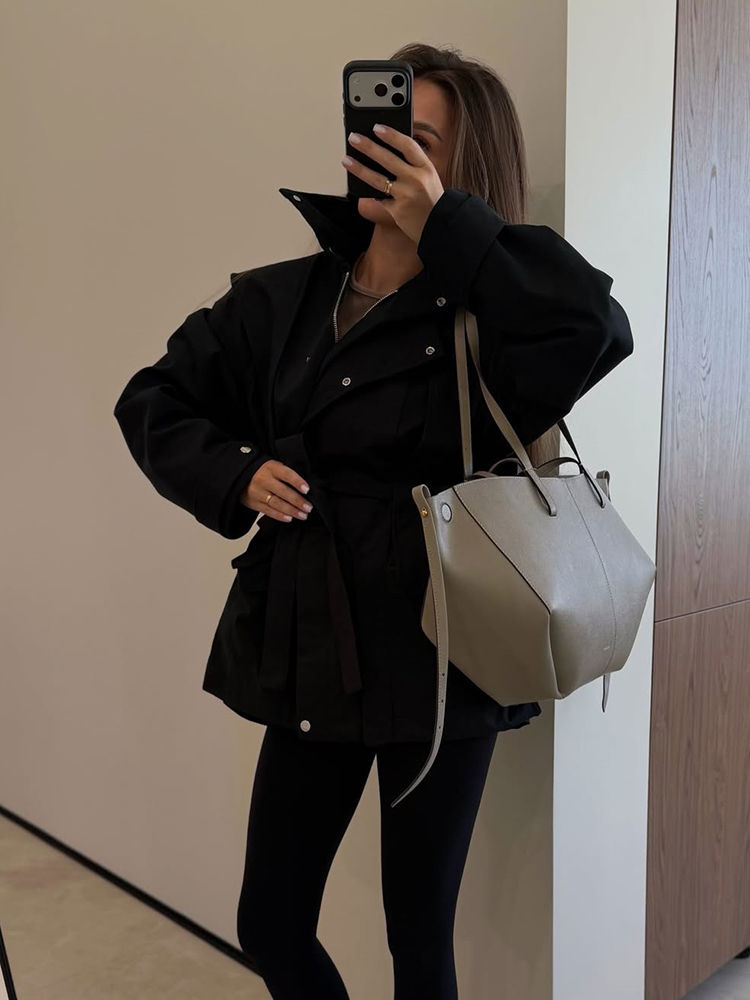Women Short Trench Coat Belted - Women'S Fashion Utility Jacket ulasan dan harga
