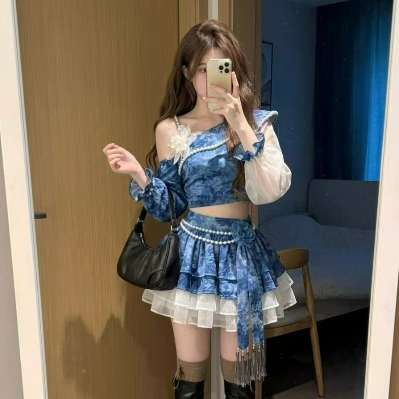 Japanese Style Vintage Elegant - Asymmetric Top Women ulasan dan harga