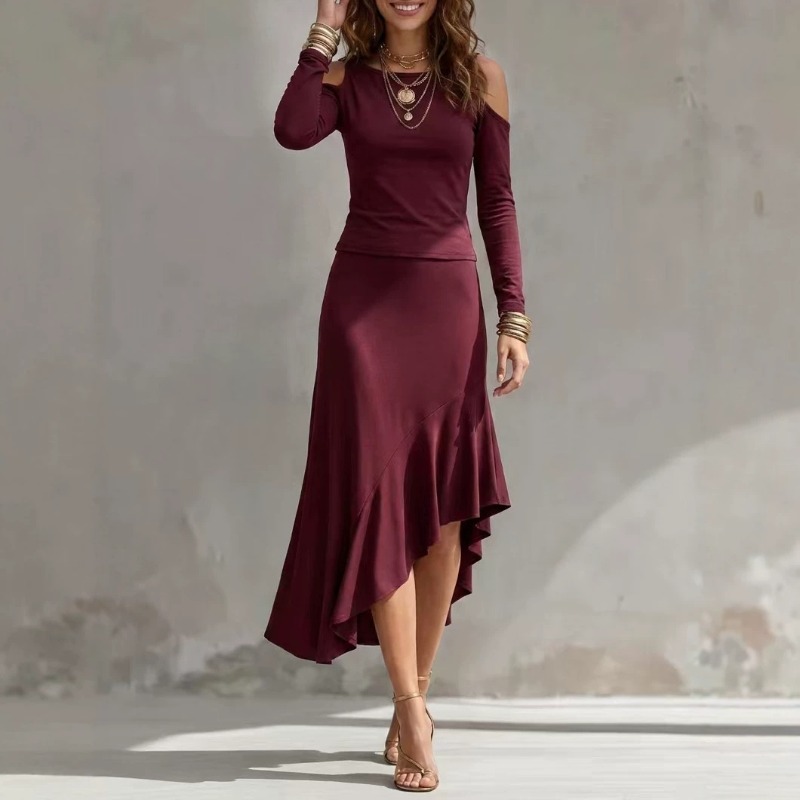 Women Off Shoulder Solid Color - Asymmetric Top Women ulasan dan harga