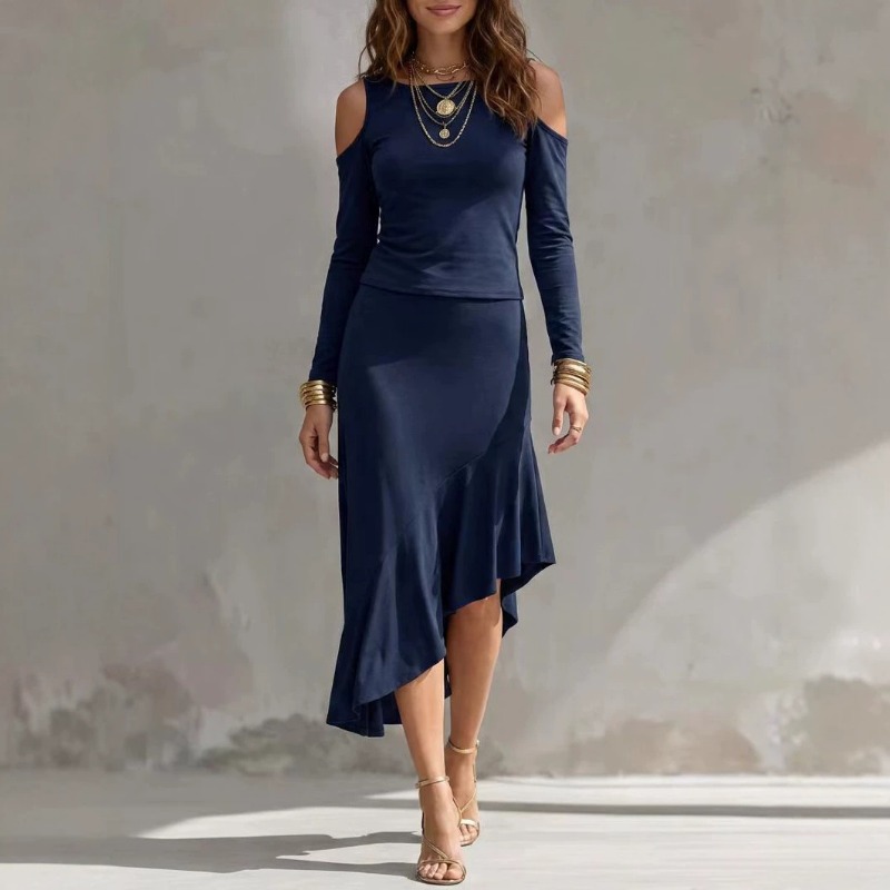 Women Off Shoulder Solid Color - Asymmetric Top Women ulasan dan harga