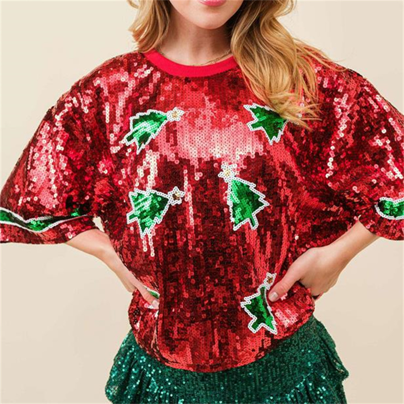 Fashion Womens Sequins T-shirt - Women'S Fashion Rugby Shirt ulasan dan harga