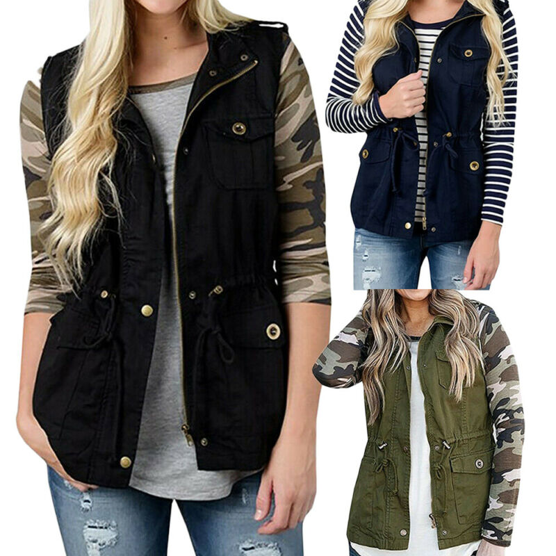 Fashion Women Vest Olive Cargo - Women'S Fashion Utility Jacket ulasan dan harga