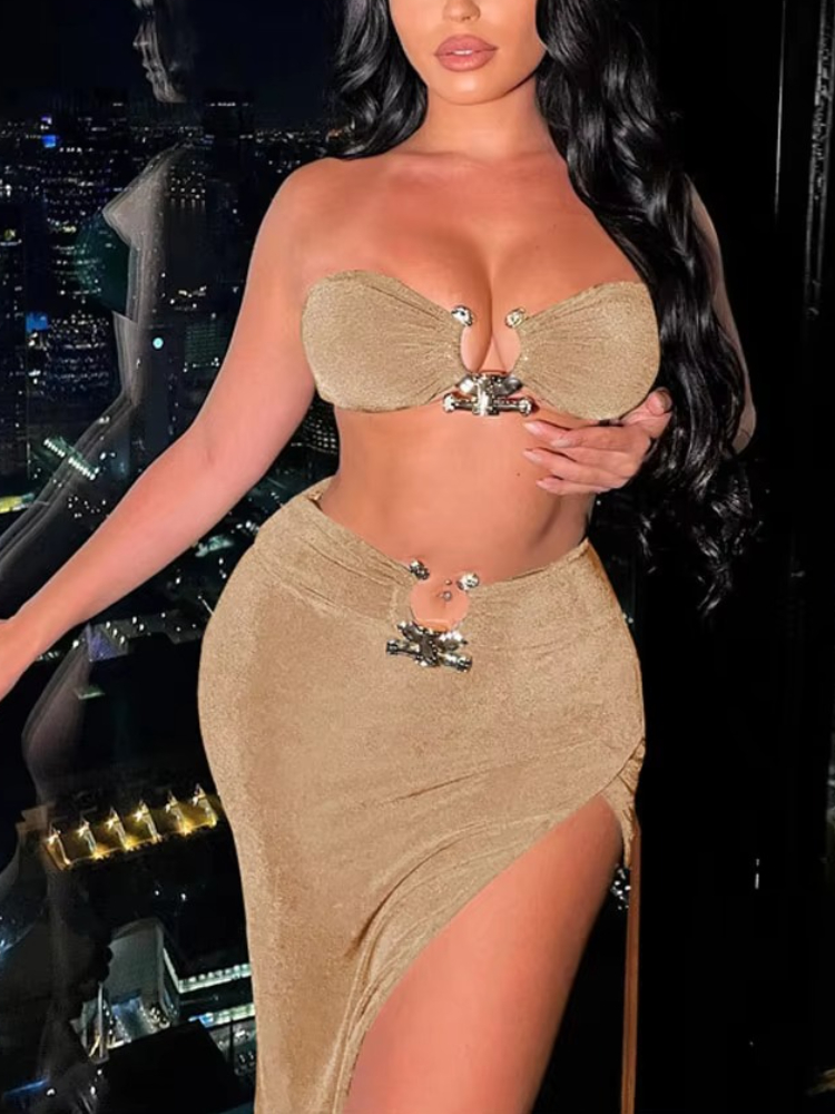 Elegant Sexy Bandeau Top with  - Asymmetric Top Women ulasan dan harga